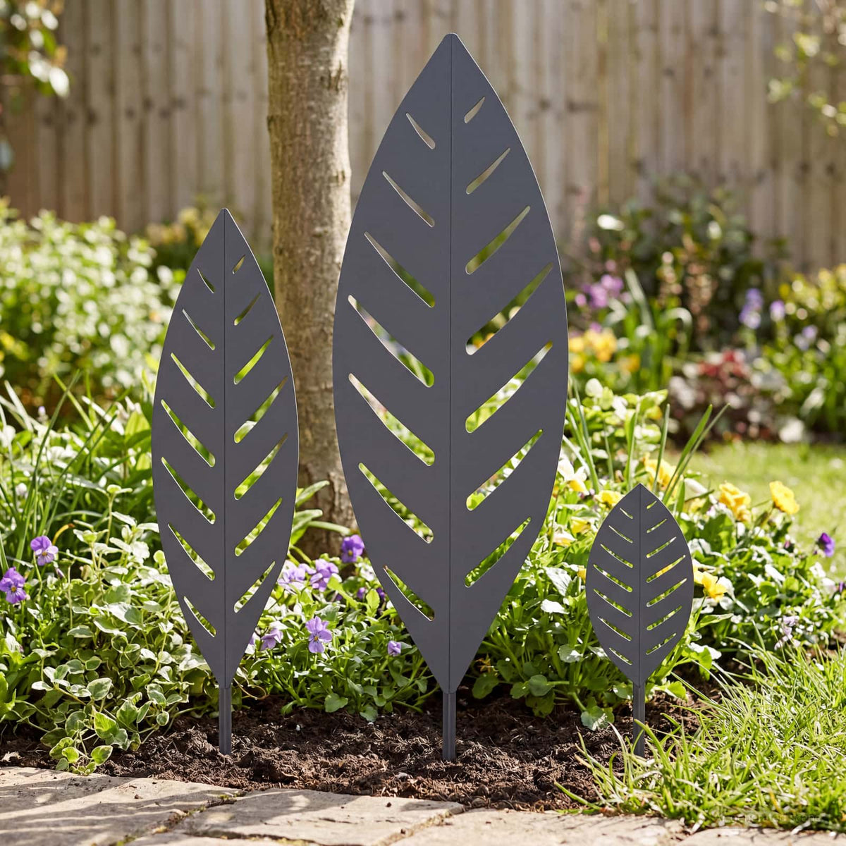 Garden Stake 3 pcs 116.5 x 35 x 3 cm Anthracite Steel