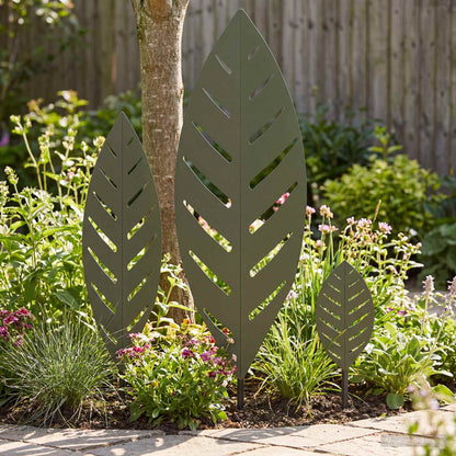 Garden Stake 3 pcs 116.5 x 35 x 3 cm Olive Green Steel
