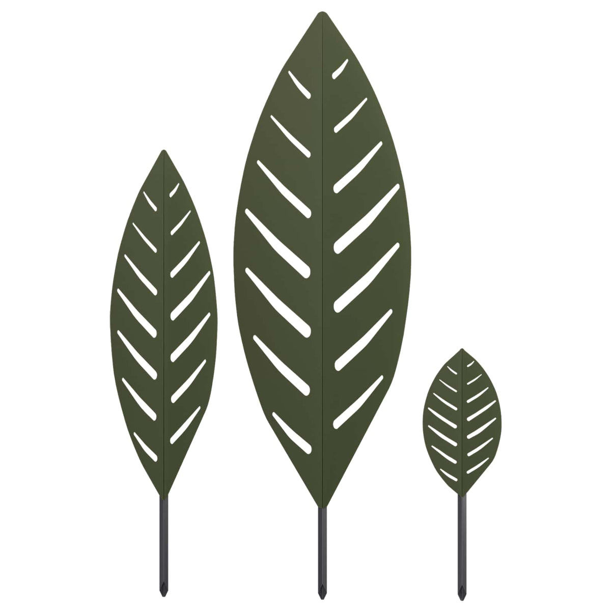 Garden Stake 3 pcs 116.5 x 35 x 3 cm Olive Green Steel