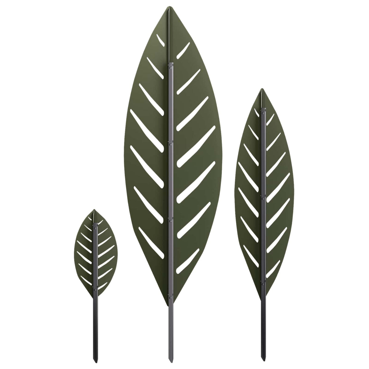 Garden Stake 3 pcs 116.5 x 35 x 3 cm Olive Green Steel