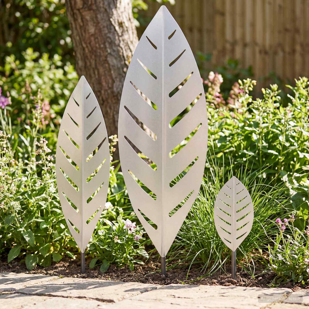 Garden Stake 3 pcs 116.5 x 35 x 3 cm Galvanised Steel Silver