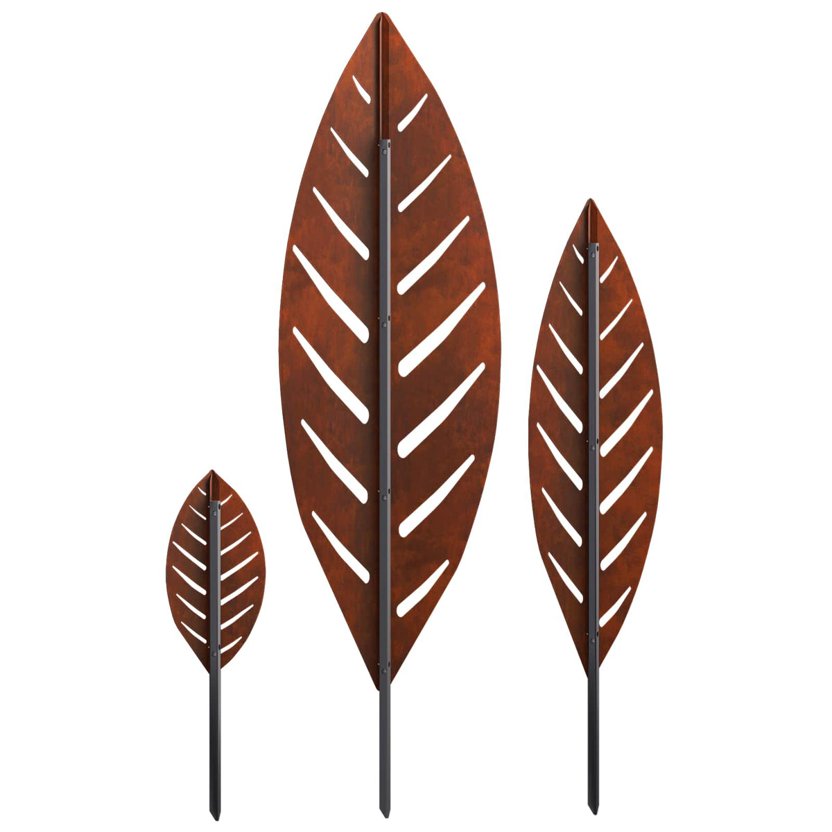 Garden Stake 3 pcs 116.5 x 35 x 3 cm Rusty Weathering Steel