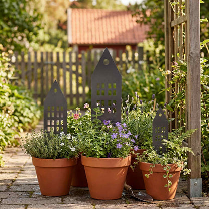 Garden Stake 3 pcs 41 x 10 x 0.08 cm Black Cold-rolled Steel