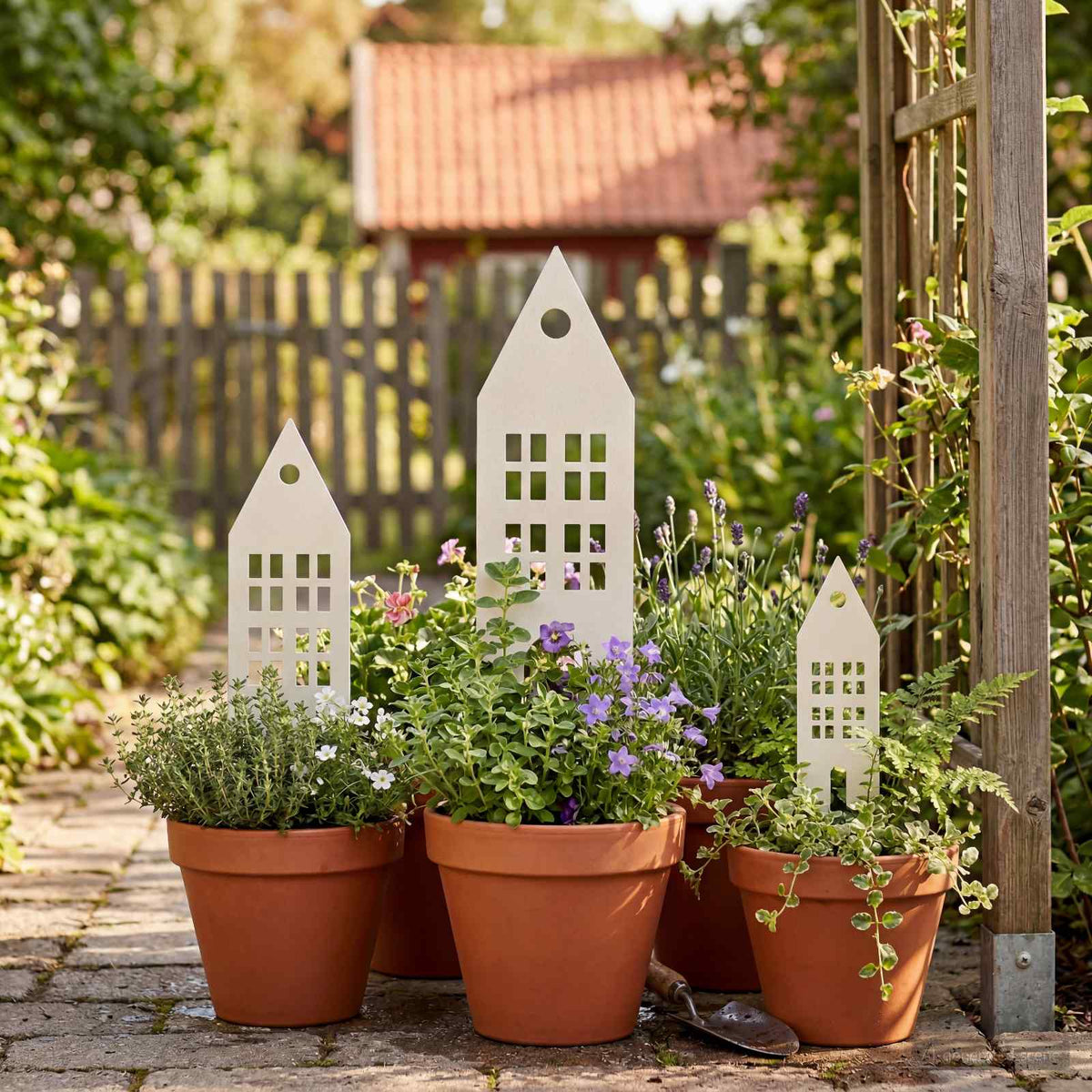 Garden Stake 3 pcs 41 x 10 x 0.08 cm White Cold-rolled Steel