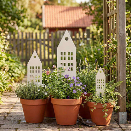 Garden Stake 3 pcs 41 x 10 x 0.08 cm White Cold-rolled Steel