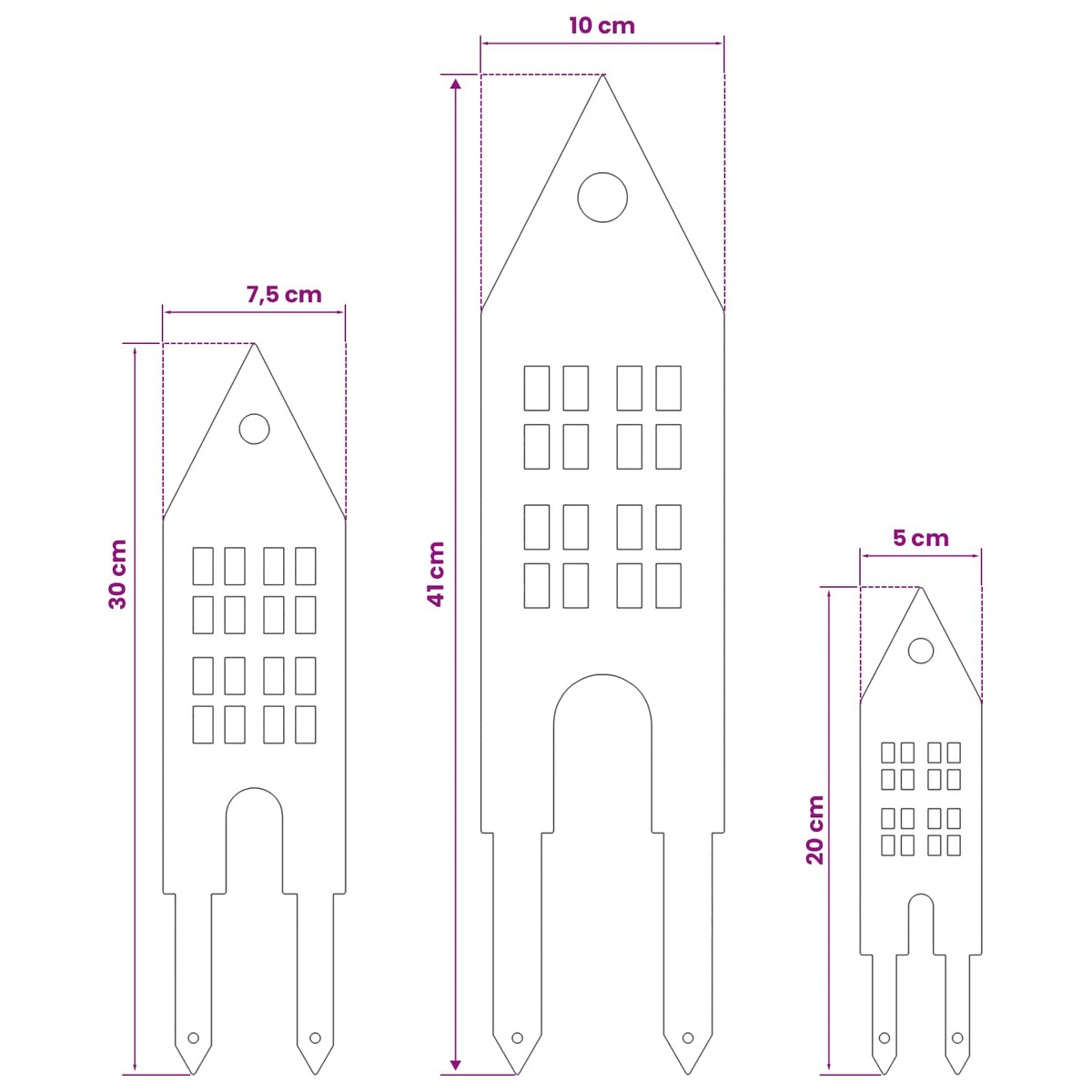 Garden Stake 3 pcs 41 x 10 x 0.08 cm White Cold-rolled Steel