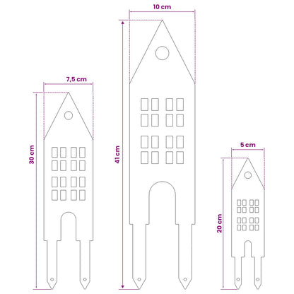 Garden Stake 3 pcs 41 x 10 x 0.08 cm Silver Galvanised Steel