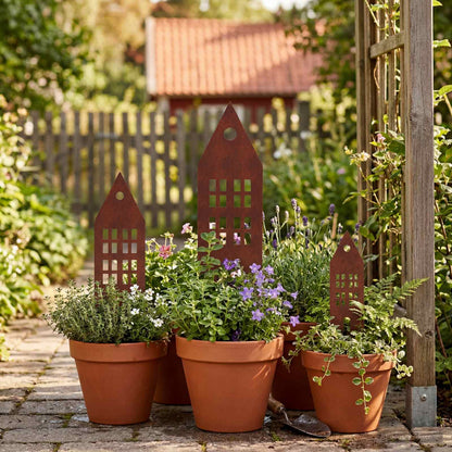 Garden Stake 3 pcs 41 x 10 x 0.08 cm Rusty Weathering Steel