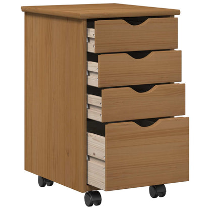 Desk Cabinet Set 2 pcs Honey Brown Solid Pine Wood