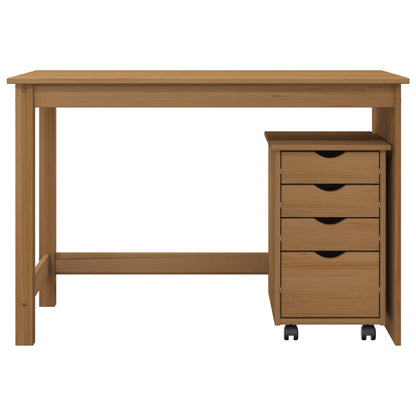 Desk Cabinet Set 2 pcs Honey Brown Solid Pine Wood