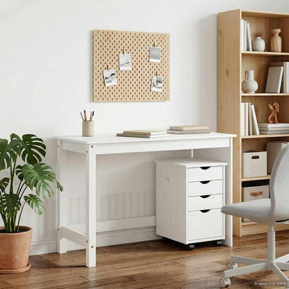 Desk Cabinet Set 2 pcs White Solid Pine Wood