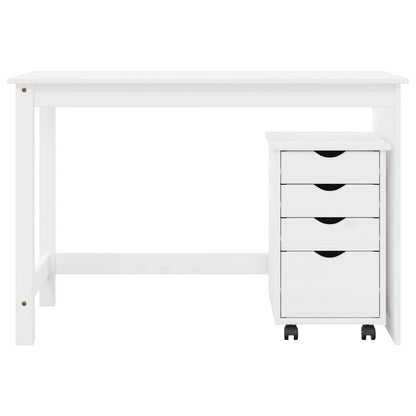 Desk Cabinet Set 2 pcs White Solid Pine Wood