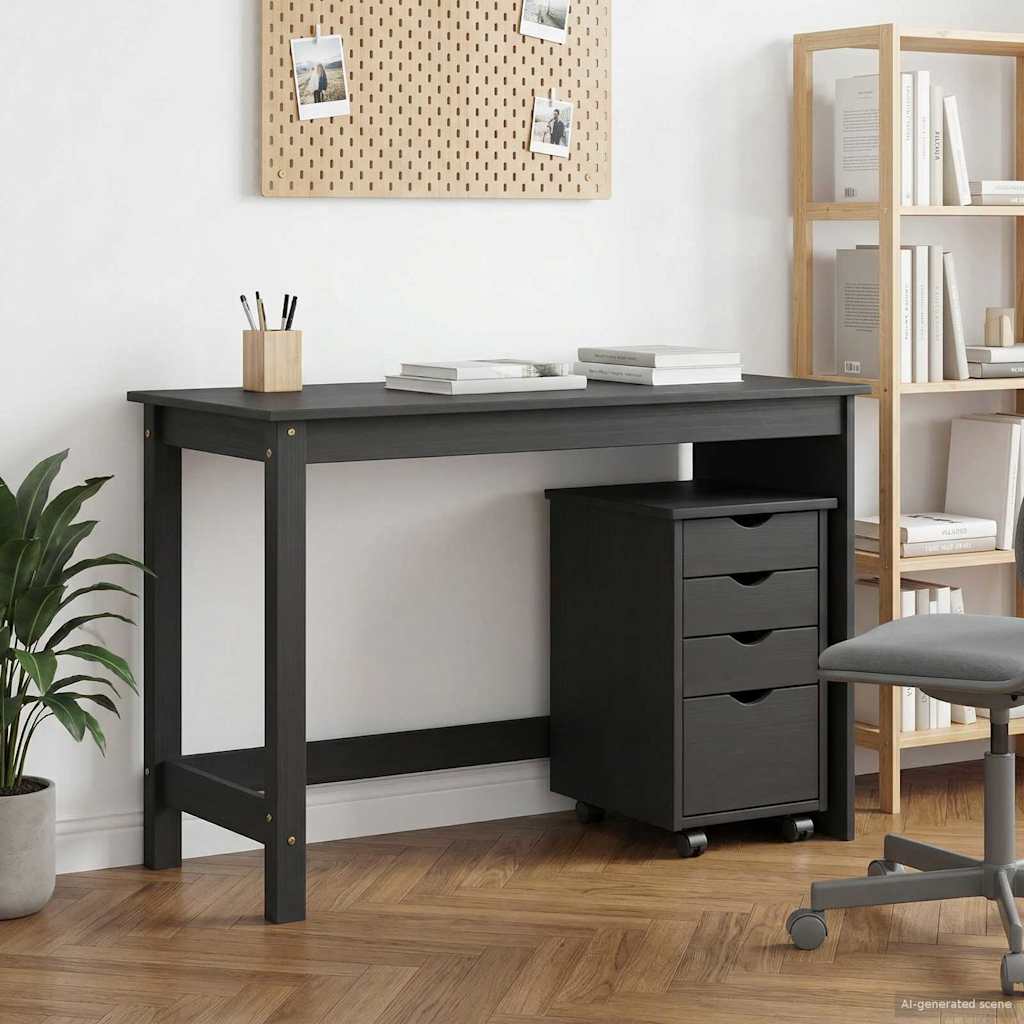 Desk Cabinet Set 2 pcs Grey Solid Pine Wood