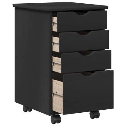 Desk Cabinet Set 2 pcs Black Solid Pine Wood