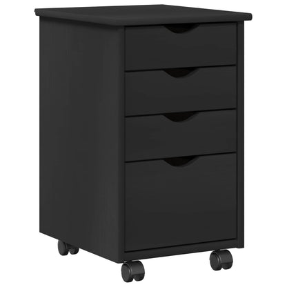 Desk Cabinet Set 2 pcs Black Solid Pine Wood