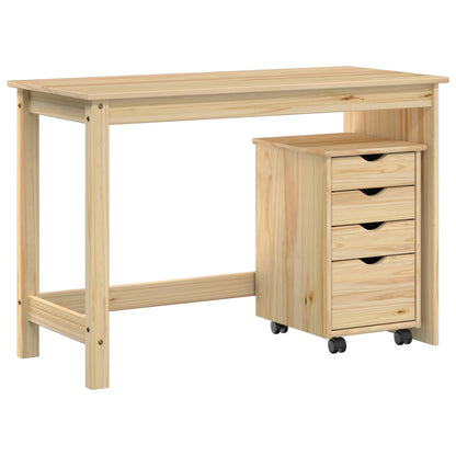 Desk Cabinet Set 2 pcs Brown Solid Pine Wood