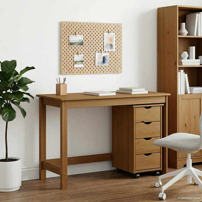 Desk Cabinet Set 2 pcs Honey Brown Solid Pine Wood