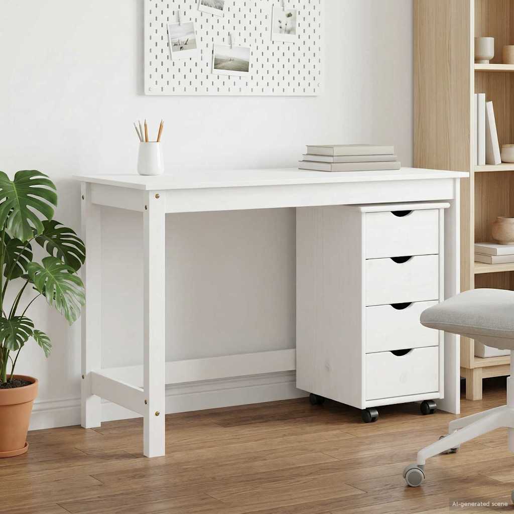 Desk Cabinet Set 2 pcs White Solid Pine Wood