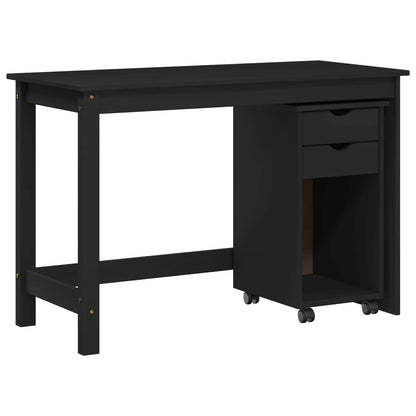 Desk Cabinet Set 2 pcs Black Solid Pine Wood
