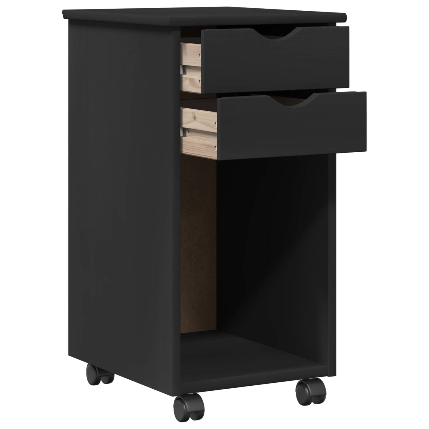 Desk Cabinet Set 2 pcs Black Solid Pine Wood