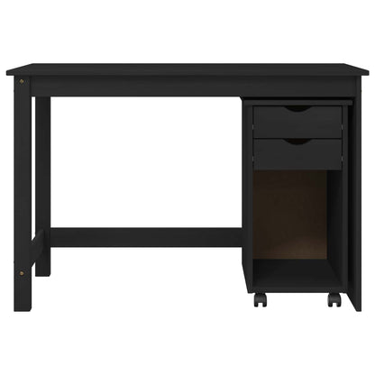 Desk Cabinet Set 2 pcs Black Solid Pine Wood
