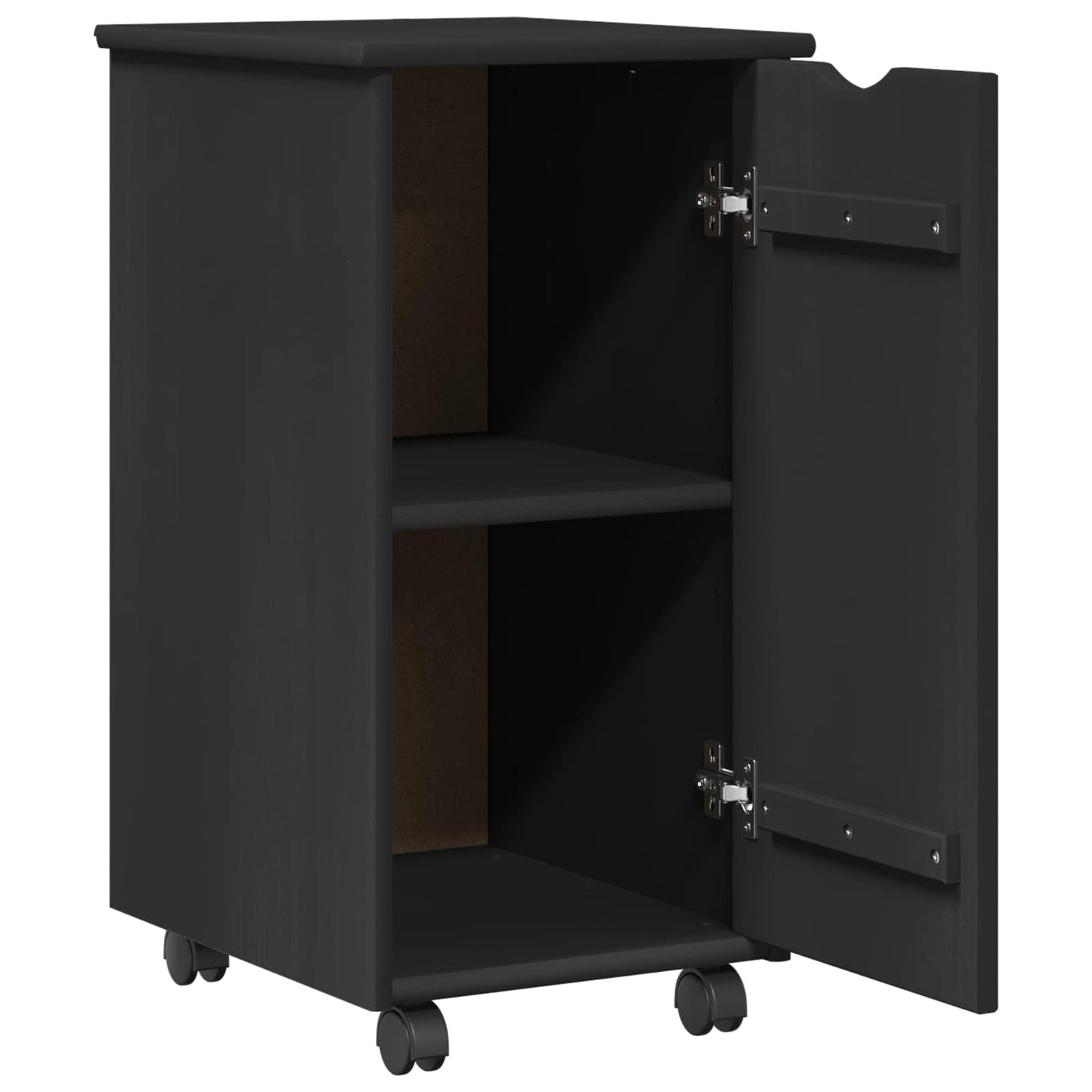 Desk Cabinet Set 2 pcs Black Solid Pine Wood