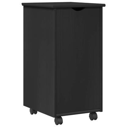 Desk Cabinet Set 2 pcs Black Solid Pine Wood