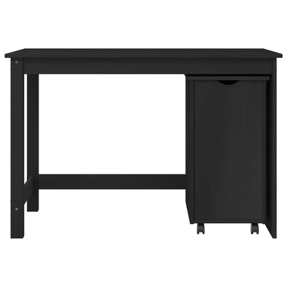 Desk Cabinet Set 2 pcs Black Solid Pine Wood