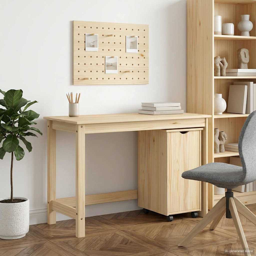 Desk Cabinet Set 2 pcs Brown Solid Pine Wood
