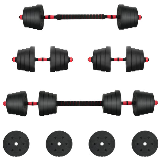 2-in-1 Dumbbell Set 40kg Black and Red Cement and Iron Sand