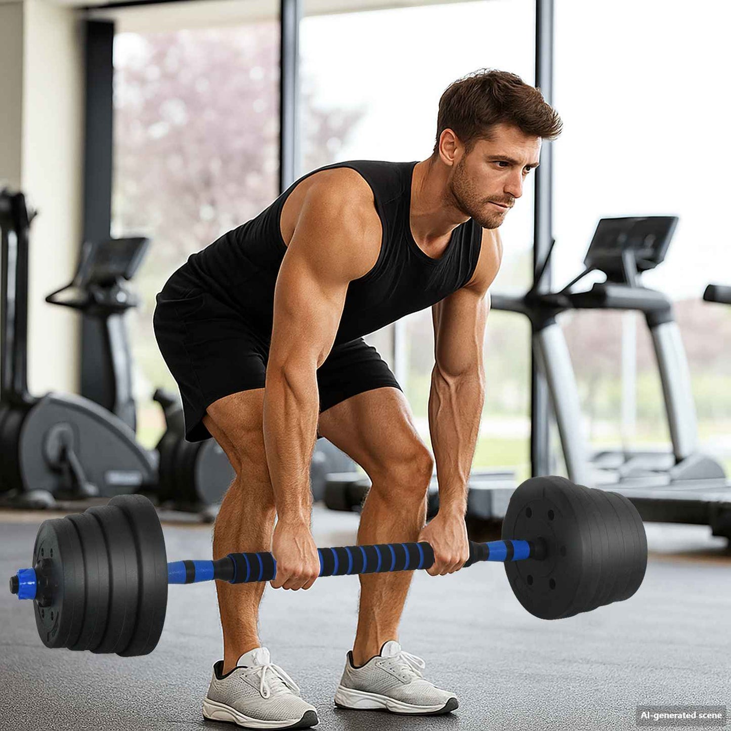 4-in-1 Dumbbell Set 40kg Black and Blue Cement and Iron Sand