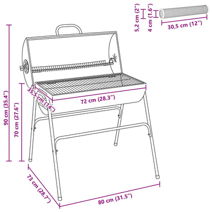 Outdoor Grill 3 pcs 80 x 73 x 90 cm Black Metal