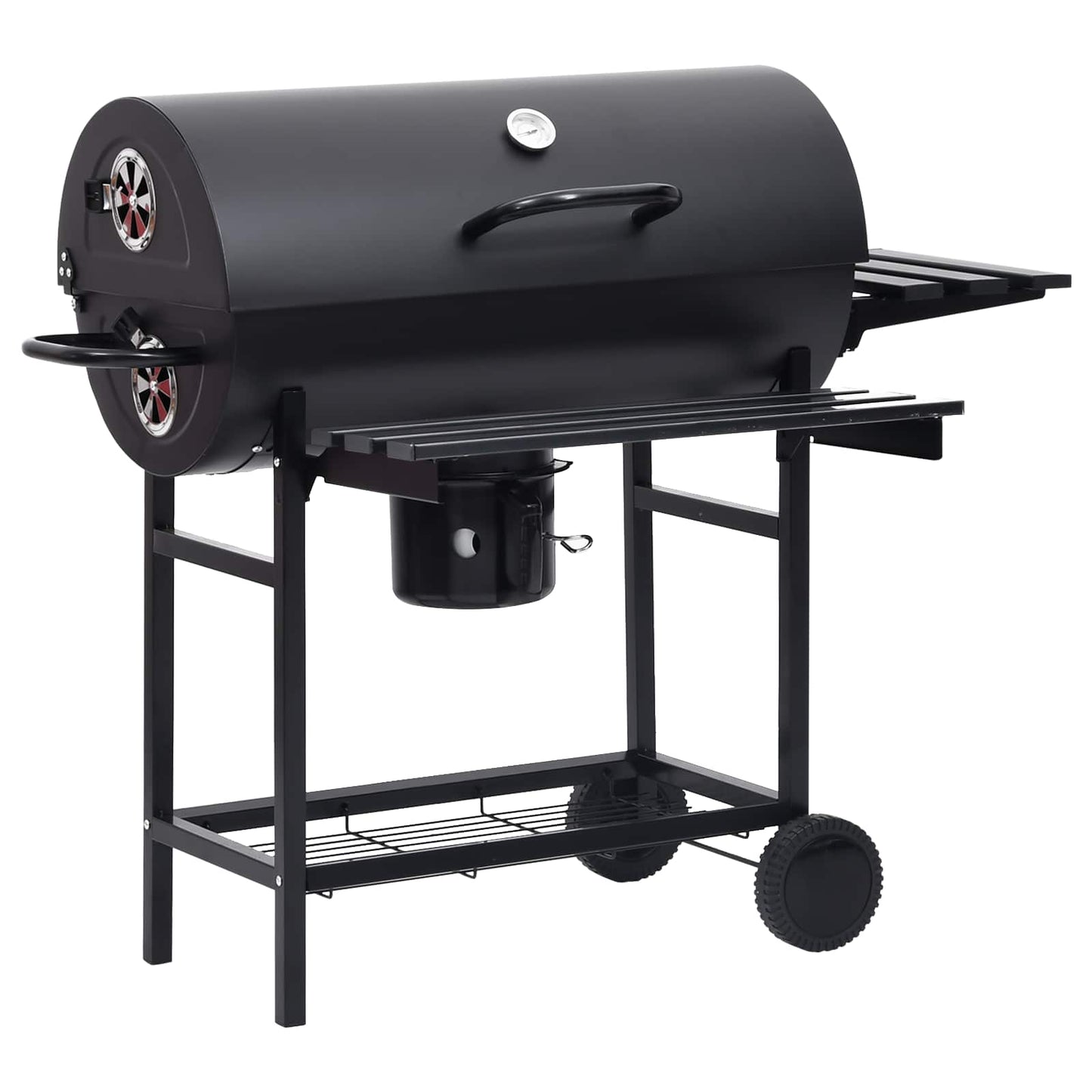 Barrel Grill with Wheels and Shelves 3 pcs 115 x 85 x 95 cm