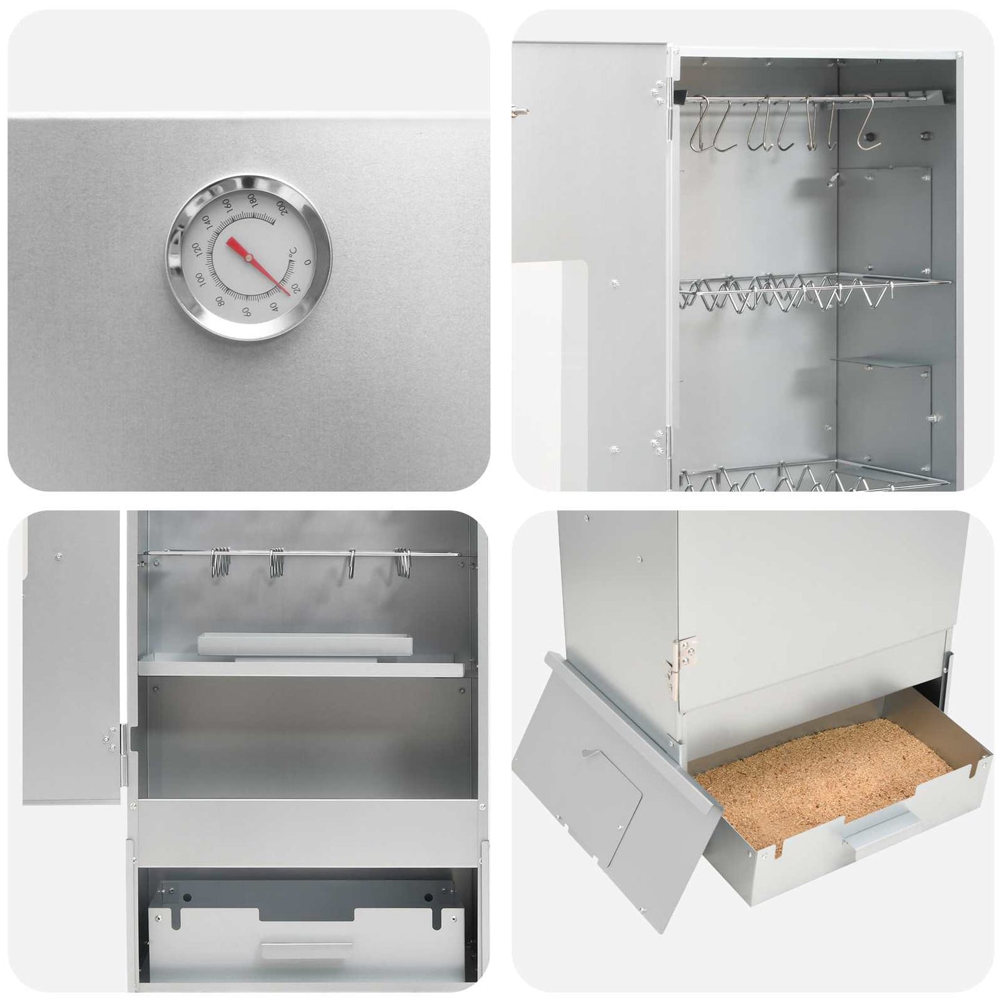 Smoker Oven 3 pcs Silver Galvanised steel