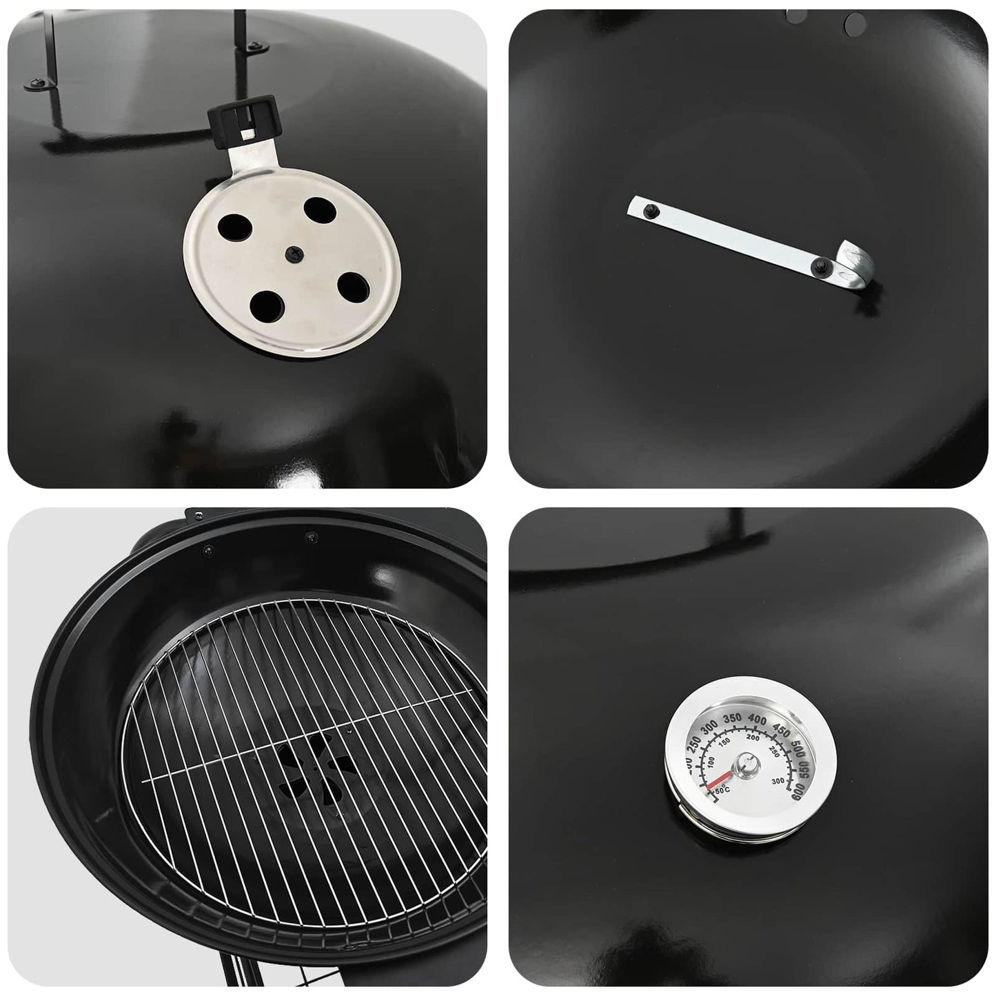 Charcoal Grill with Smoker Tubes 91 x 71 x 107 cm Steel Black