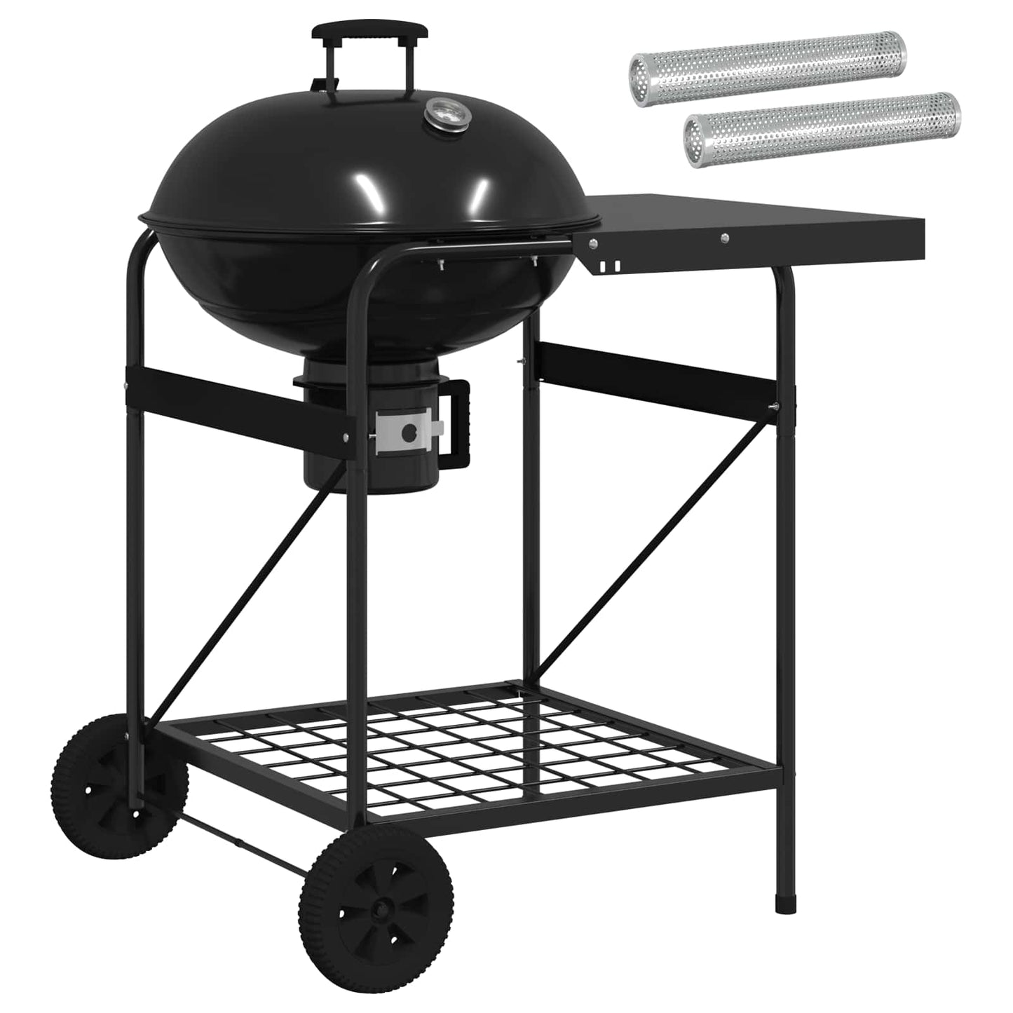 Charcoal Grill with Smoker Tubes 91 x 71 x 107 cm Steel Black