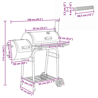 Outdoor Grill 103 x 60 x 113 cm Steel Black