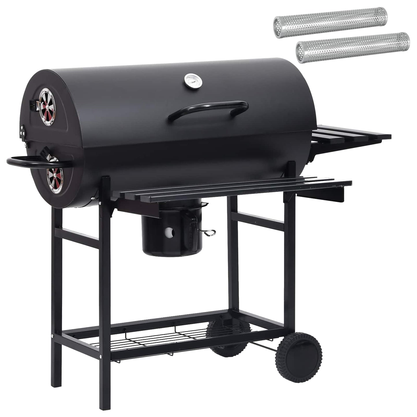 Barrel Grill with Wheels and Shelves 3 pcs 115 x 85 x 95 cm