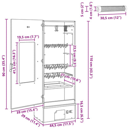 Smoker Oven 3 pcs 44.5 x 29 x 110 cm Galvanised steel Silver