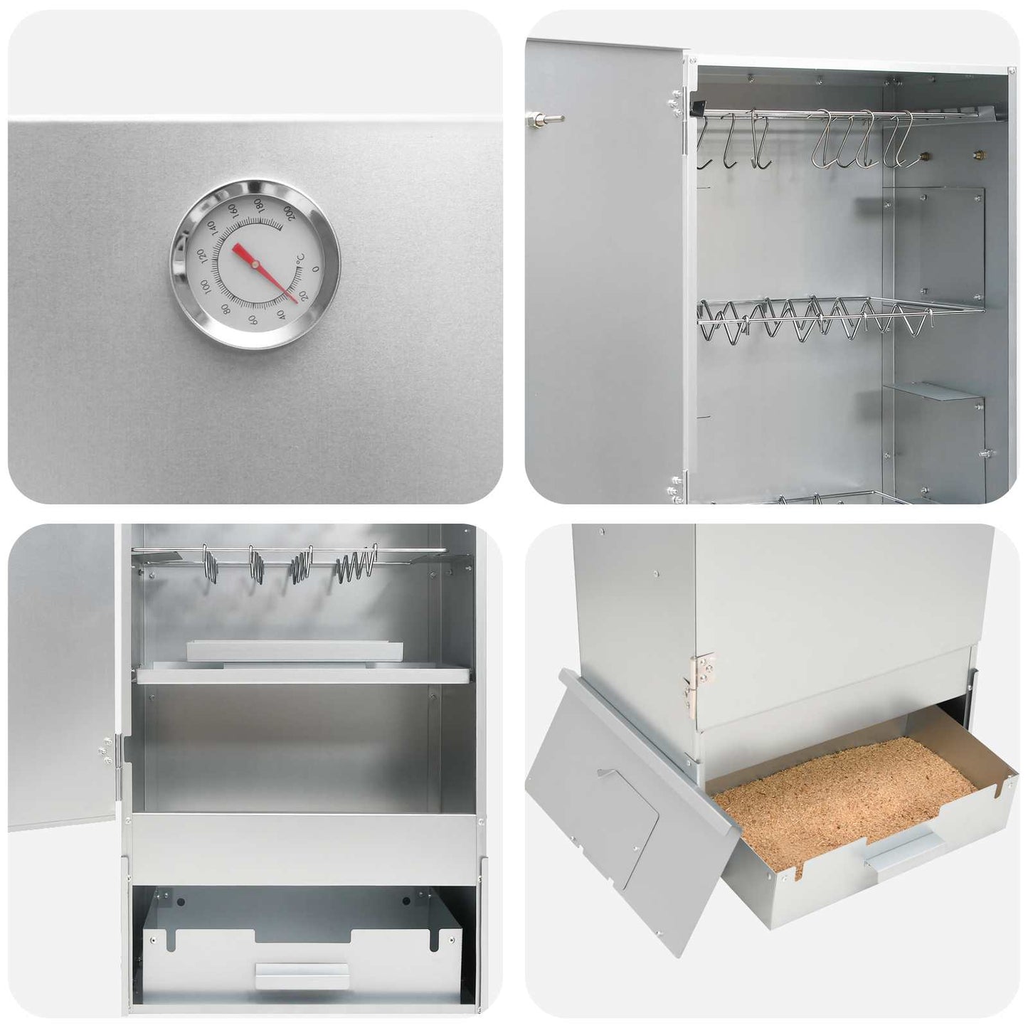 Smoker Oven 3 pcs 44.5 x 29 x 110 cm Galvanised steel Silver