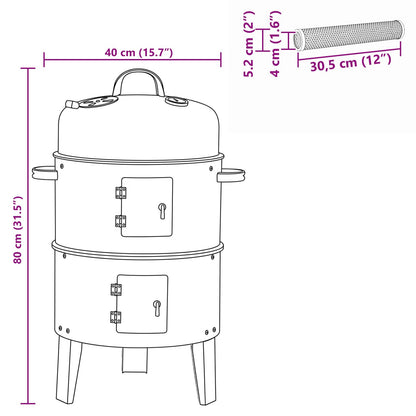 Outdoor Grill Ø 40 x 80 cm Steel Black
