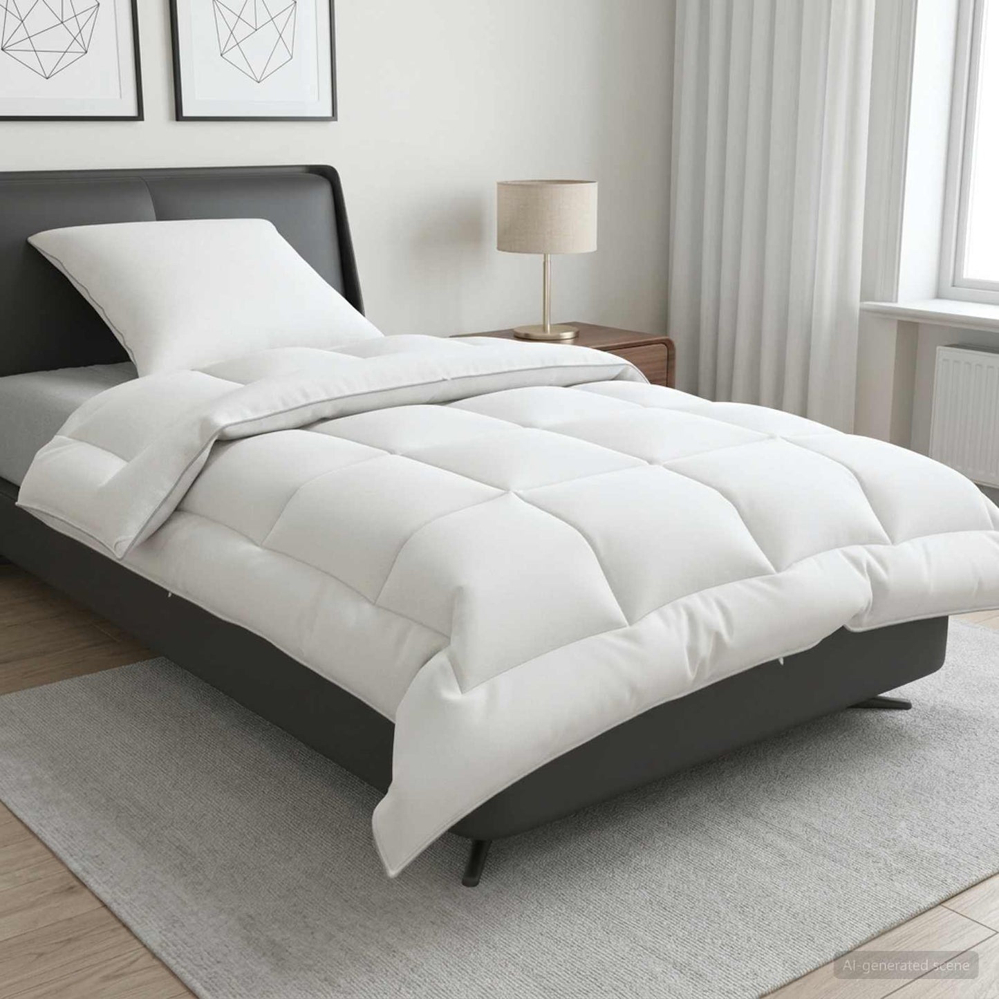 Duvet and Pillow Set 2 pcs 155x200 cm 4 Seasons 220 GSM Wool