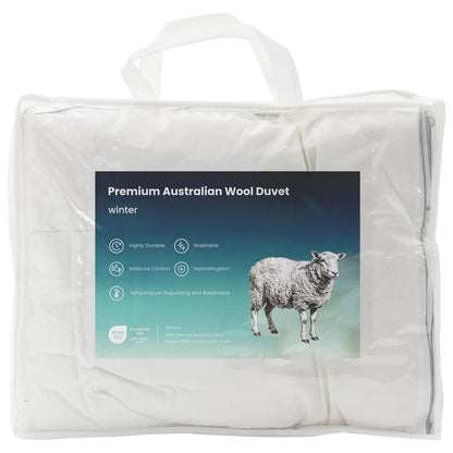 Duvet and Pillow Set 2 pcs 155x200 cm 4 Seasons 350 GSM Wool