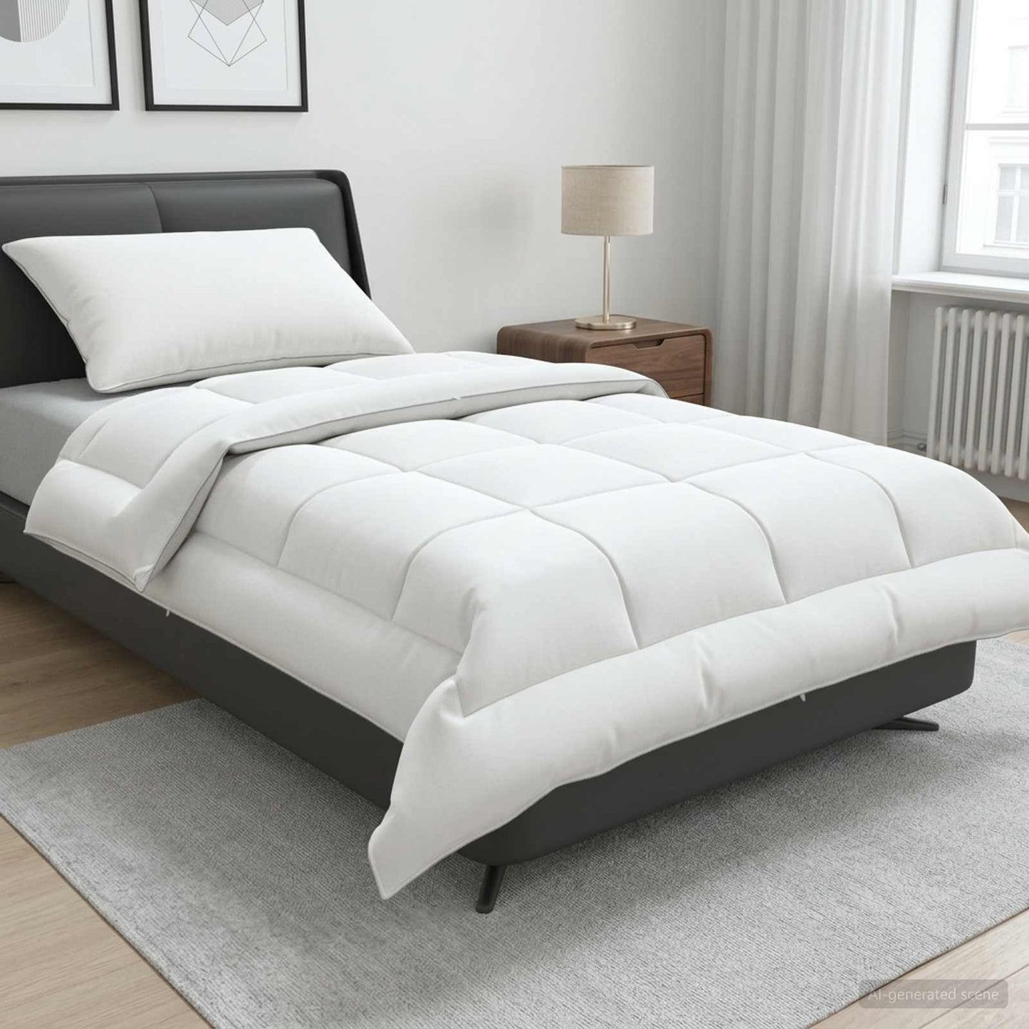 Duvet and Pillow Set 2 pcs 140x200 cm Summer 200 GSM Wool White