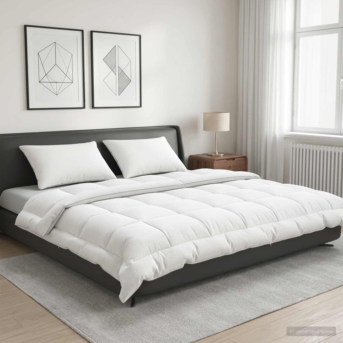 Duvet and Pillow Set 3 pcs 200x200 cm Summer 140 GSM Wool White