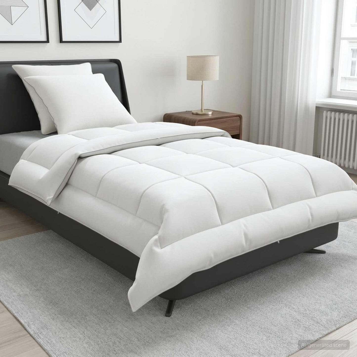 Duvet and Pillow Set 3 pcs 155x220 cm Summer 140 GSM Wool White