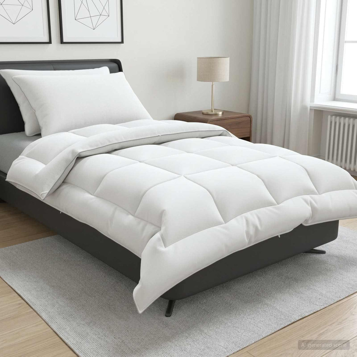 Duvet and Pillow Set 3 pcs 135x220 cm 4 Seasons 350 GSM Wool