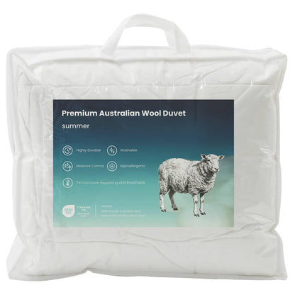 Duvet and Pillow Set 3 pcs 135x220 cm Summer 200 GSM Wool White