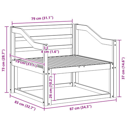 Outdoor Middle Sofa Solid Acacia Wood White