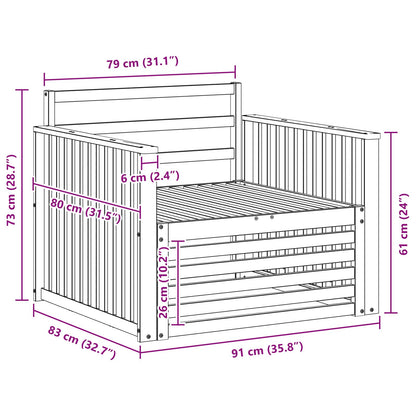 Outdoor Sofa Solid Acacia Wood White